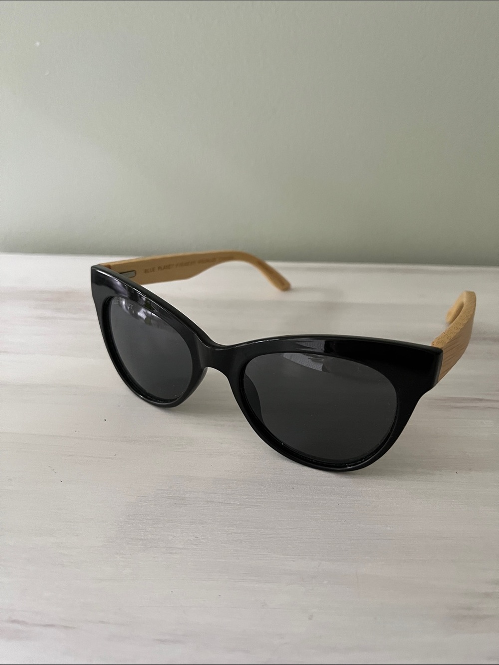 Women's Black Frame Sunglasses with Bamboo Arms